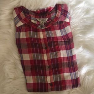 Lucky Brand Plaid Sleeveless Button Front Shirt